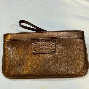 Kate Spade bronze leather wristlet